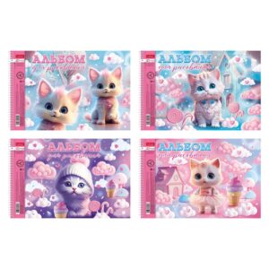 Альбом для рисования 40л. Hatber Котики-зефирки, на спирали