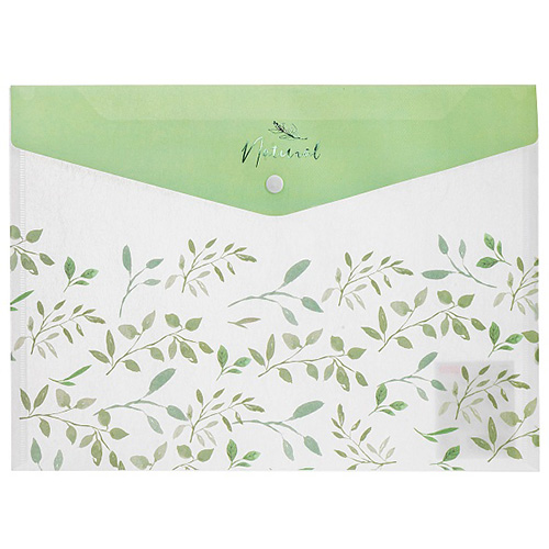 Папка-конверт на кнопке Hatber А4 NATURAL LEAVES