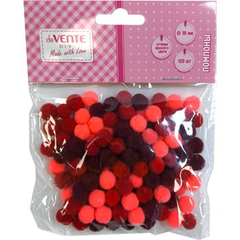Помпоны для творчества deVENTE DIY 10мм 120шт. оттенки красного цвета