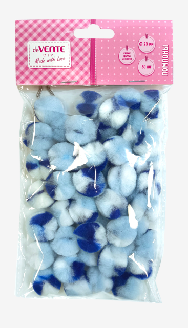 Помпоны для творчества deVENTE DIY 25мм 50шт. оттенки синего цвета