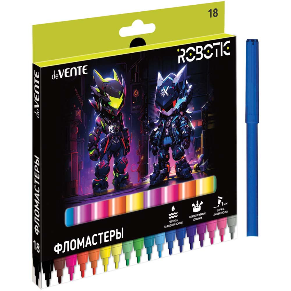 Фломастеры deVENTE Robotic 18цв. к/к