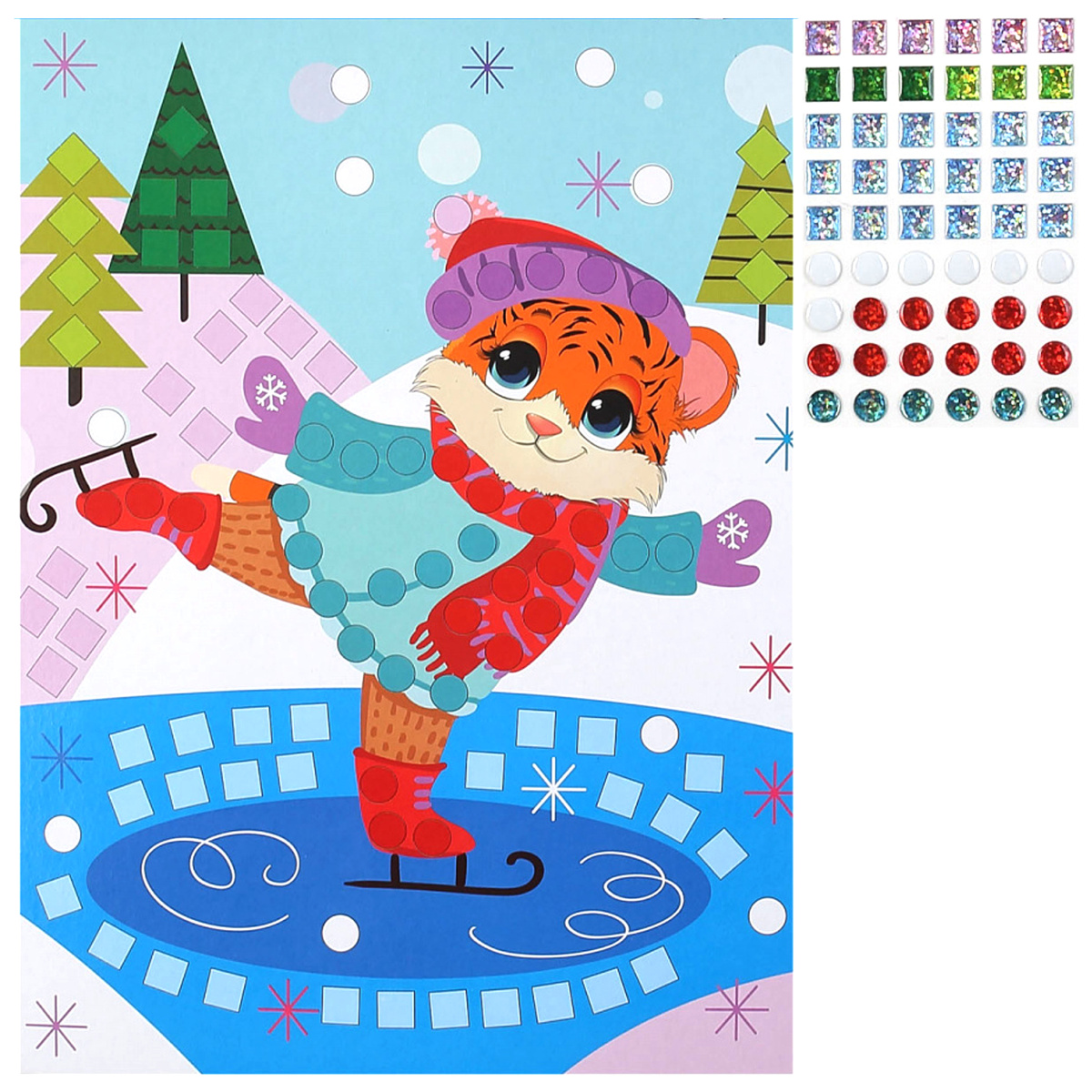 Мозайка из страз Апплика Тигренок на коньках