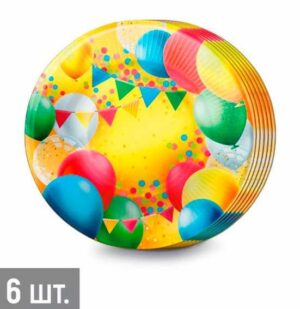 Тарелка бумажная Воздушные шары ( 6шт), 18см