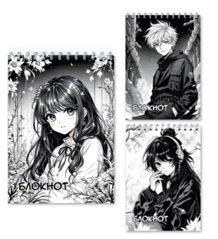 Блокнот 40л. А6 АНИМЭ клетка, гребень