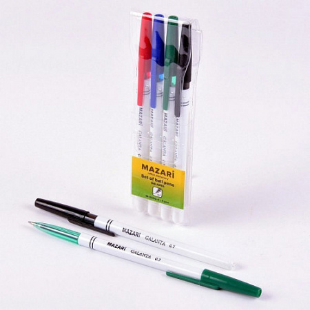 Набор ручек шариковых  4 цв. MAZARI  0,7мм