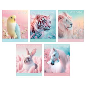 Тетрадь 96л. клетка Hatber Pastel Animals, пластиковая обложка