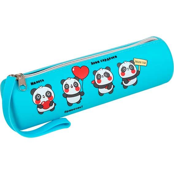 Пенал на молнии силикон 200х60мм deVENTE Panda Friend, голубой