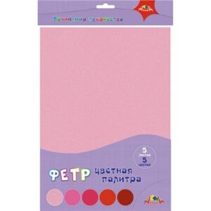 Фетр Апплика А4  5л. 5цв. Цветная палитра Красный