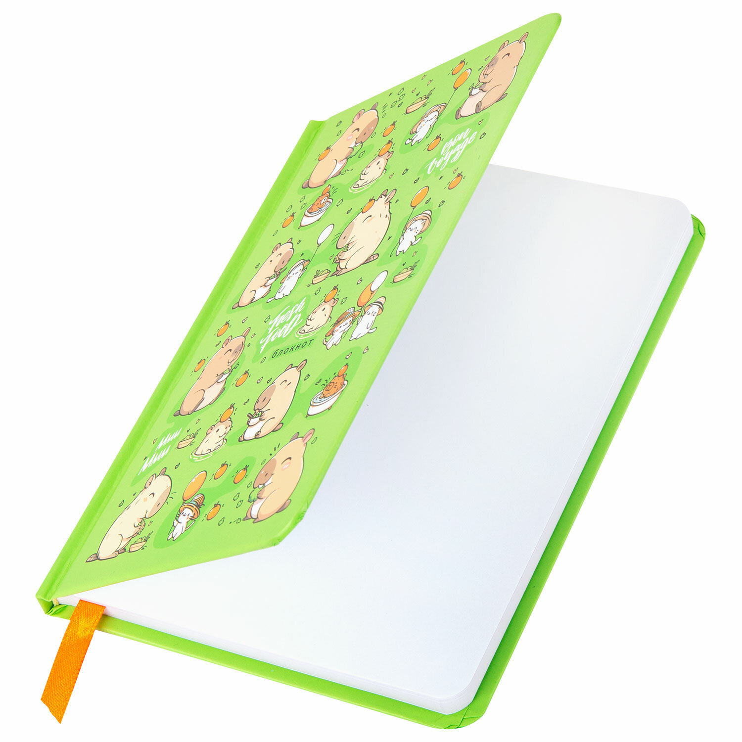 Блокнот 96л. А6 Юнландия Капибары, клетка, на резинке