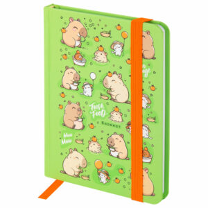 Блокнот 96л. А6 Юнландия Капибары, клетка, на резинке