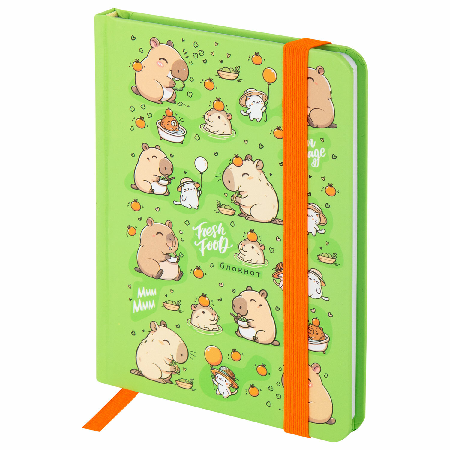 Блокнот 96л. А6 Юнландия Капибары, клетка, на резинке