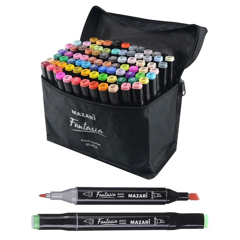 Набор маркеров для скетчинга 2-сторонние 80 цв. Mazari Fantasia