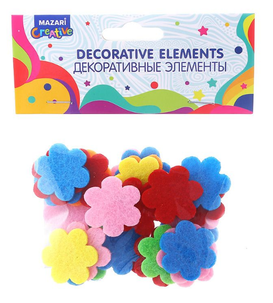 Декоративные элементы из фетра ЦВЕТОЧКИ 30шт