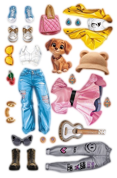 Наклейки А5 155х235мм Hatber Кукла Модница (н-р 2л.)