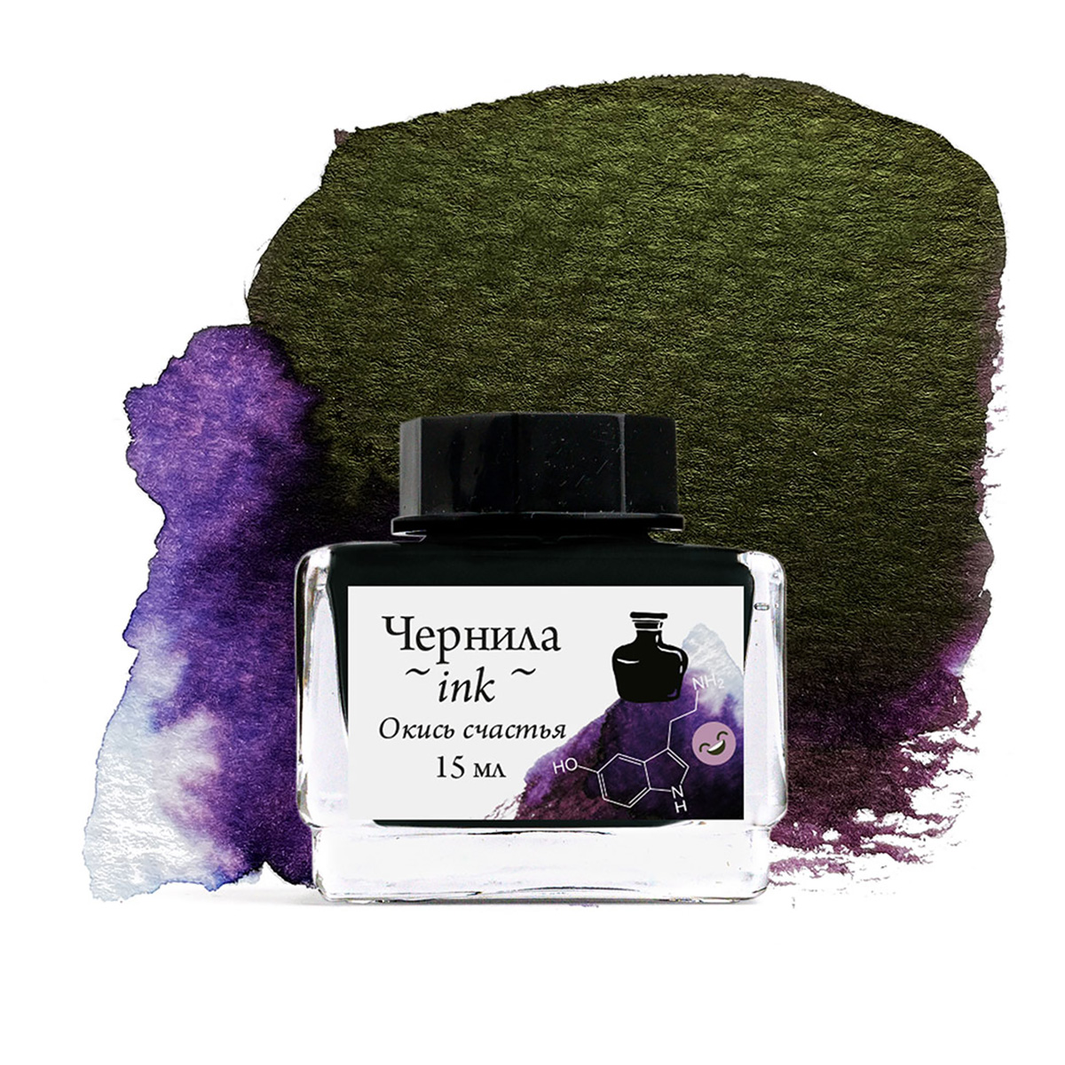 Чернила для рисования и каллиграфии Малевичъ 15мл распадающиеся с блеском, окись счастья
