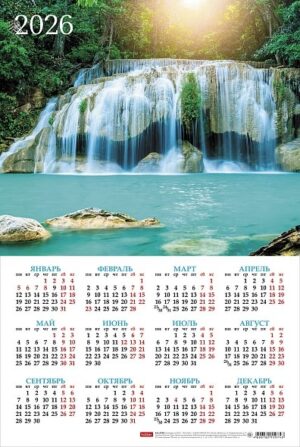 Календарь листовой А3 Hatber 2026г Водопад
