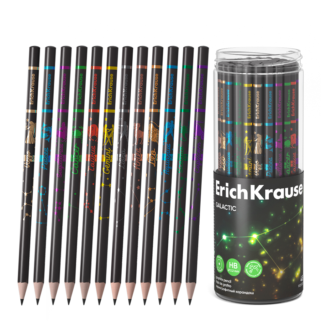 Карандаш чернографитный Erich Krause Galactic НВ, без ластика