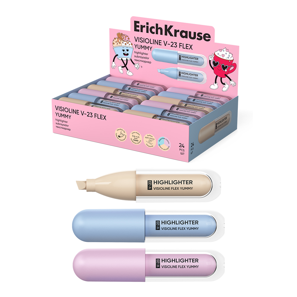 Выделитель текста Erich Krause Visioline V-23 Flex Yummy, ассорти