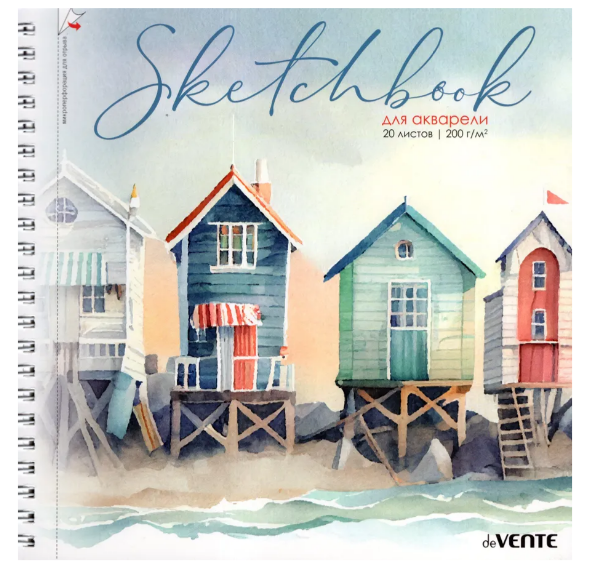 Скетчбук 195х195мм 20л deVENTE Морское побережье 200г/м2, гребень