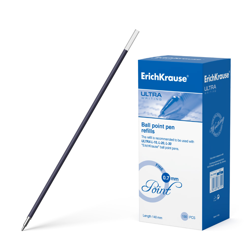 Стержень шариковый 140мм Erich Krause синий для ручек Ultra, Super Glide Technology