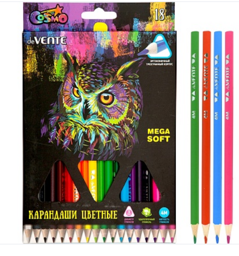 Карандаши цветные deVENTE Trio Mega Soft 18 цв.