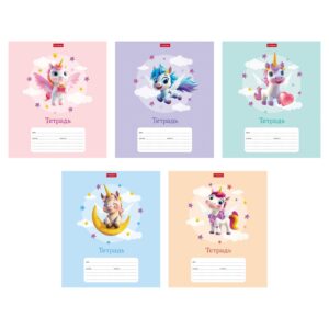 Тетрадь 12 л.косая линия Hatber Крылатые единорожки