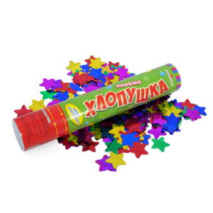 Хлопушка 30см Звезды фольга ассорти