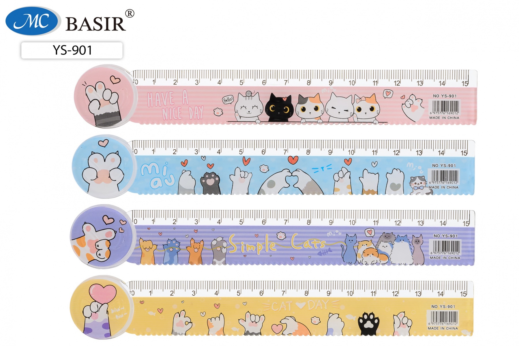 Линейка  пластиковая 15см ЛАПКИ