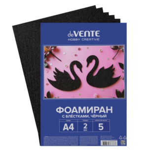 Фоамиран цветной А4 deVENTE HOBBY CREATIVE  5л. 2мм черный с блёстками