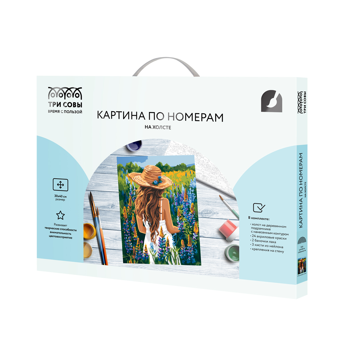 Картина по номерам на холсте ТРИ СОВЫ Люпиновое поле 30х40см