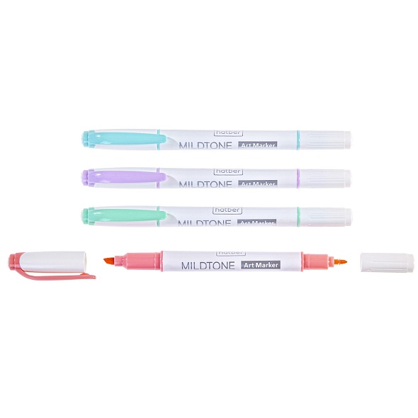 Набор Артмаркеров Hatber Mildtone Pastel 4цв двухсторонние