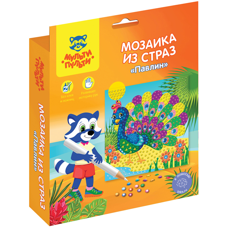 Мозаика из страз Мульти-Пульти Павлин 15х15см