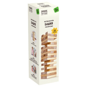 Игра настольная ТРИ СОВЫ Башня классическая, 54 деревянных бруска