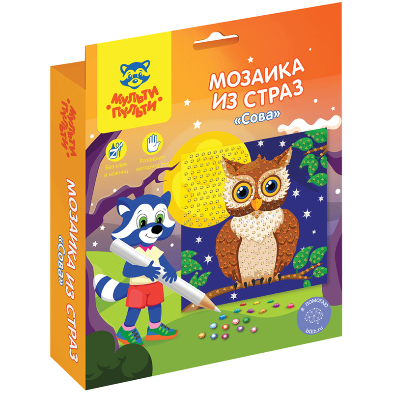 Мозаика из страз Мульти-Пульти Сова 15х15см