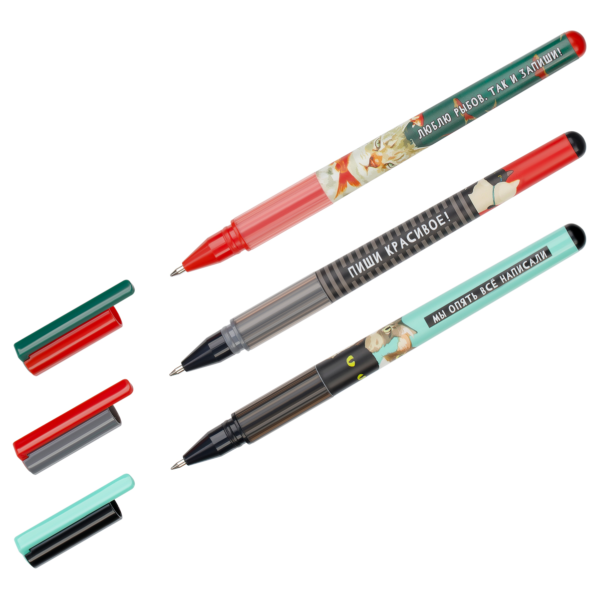 Ручка шариковая MESHU Moody cats, синяя 0,7мм, грип