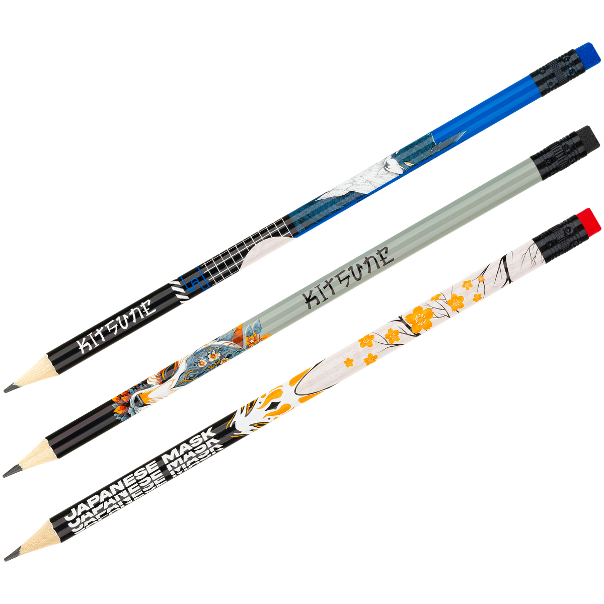 Карандаш чернографитный MESHU Kitsune НВ, с ластиком