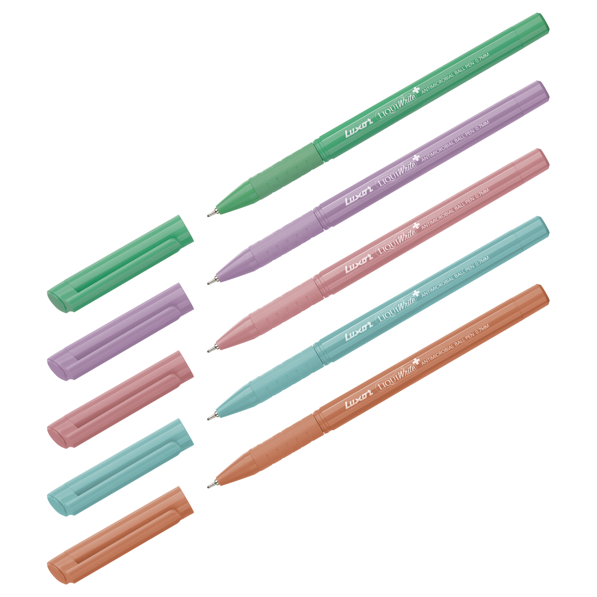 Ручка шариковая Luxor Liquiwrite синяя, 0,7мм, корпус ассорти