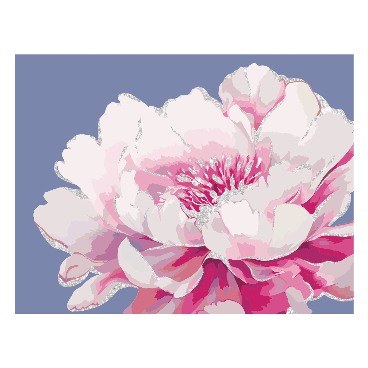 Картина по номерам на холсте с глиттером ТРИ СОВЫ Серебро на цветке 30х40см