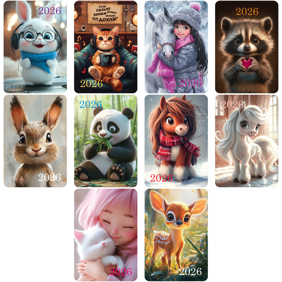 Календарь карманный BG Мультяшки 2026, ассорти