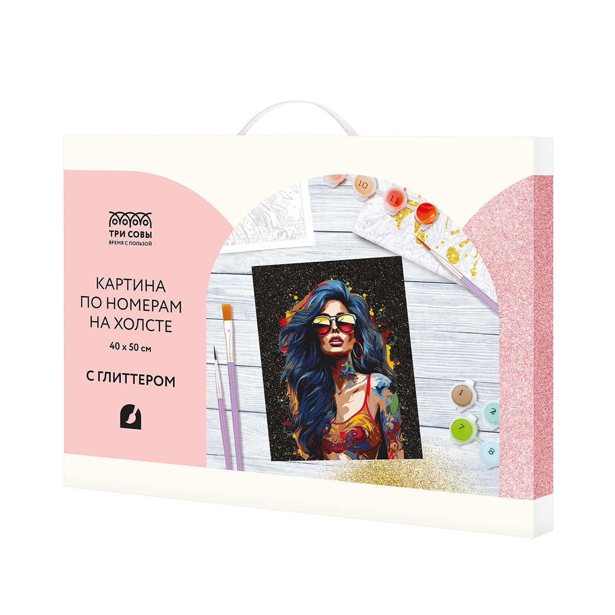 Картина по номерам на холсте с глиттером ТРИ СОВЫ Драйв 40х50см