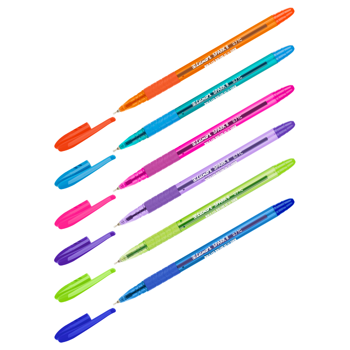Ручка шариковая Luxor Spark II синяя, 0,7мм, корпус ассорти