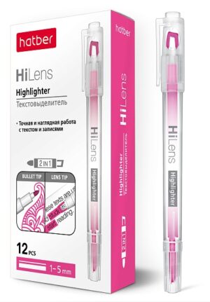 Выделитель текста Hatber Hi-Lens 1/5мм Розовый двухсторонний