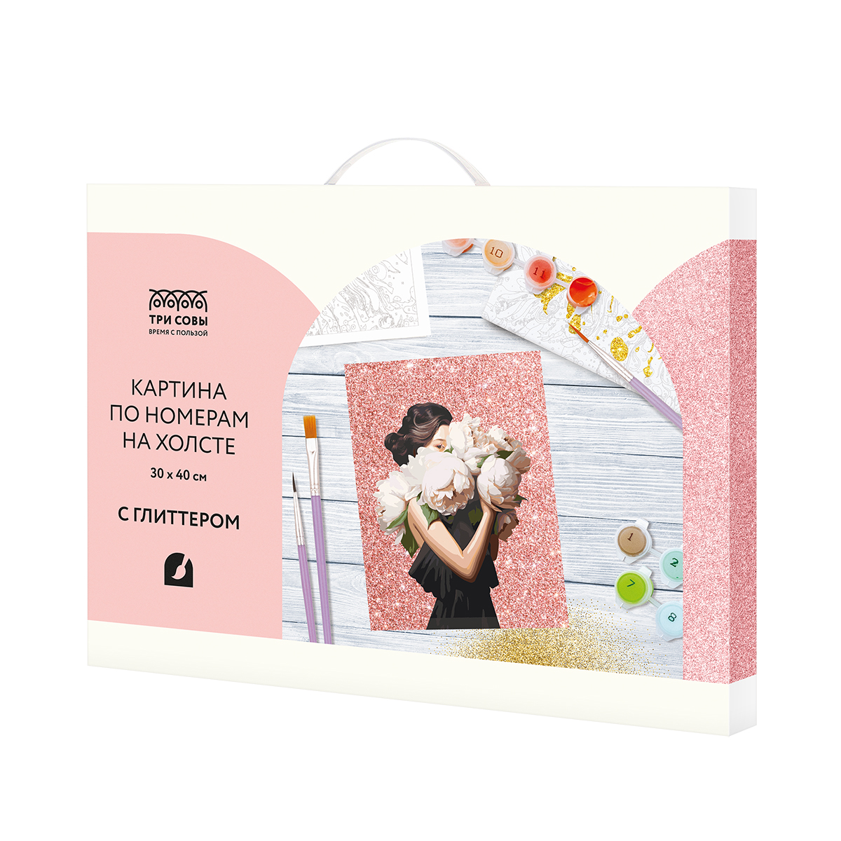 Картина по номерам на холсте с глиттером ТРИ СОВЫ Тайна взгляда 30х40см