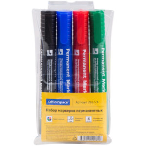 Набор маркеров перманентных 4цв. 2мм OfficeSpace 8004