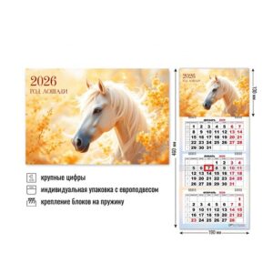 Календарь квартальный 3-х блоч. 2026г Мини-трио Символ года1