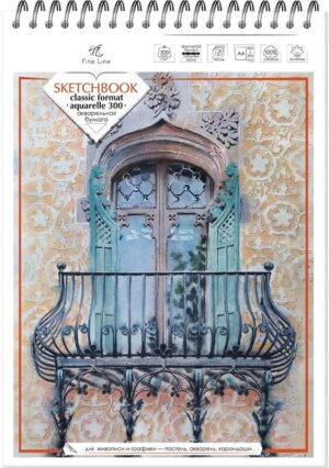 Скетчбук А4  12л Полином Classic Format. для акварели 300г/м, на гребне