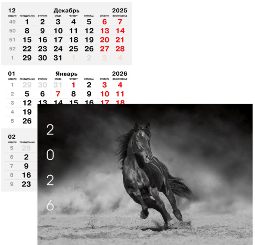 Календарь квартальный 3-х блоч. 2026г ЭКСМО Символ года 1