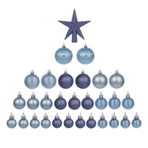 Шары елочные и украшения СНОУ БУМ набор 30шт. 3,4,6,8см синий