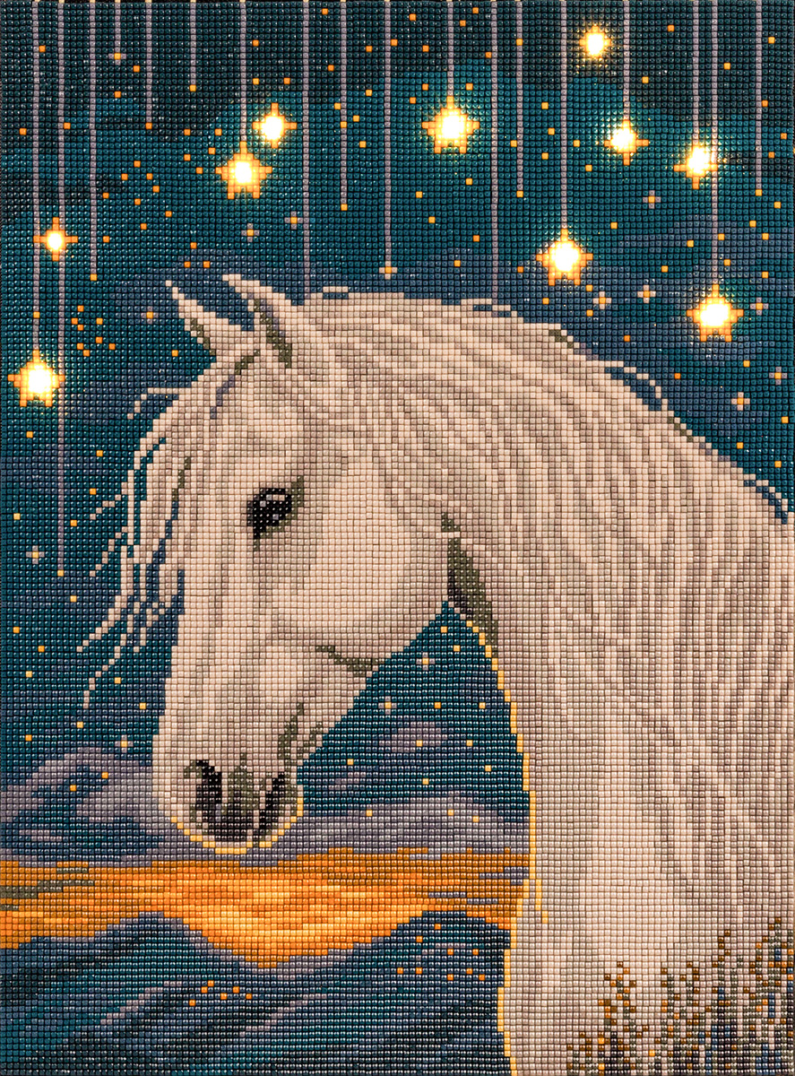 Алмазная мозаика ФРЕЯ 30х40см Лунный конь, со светодиодами