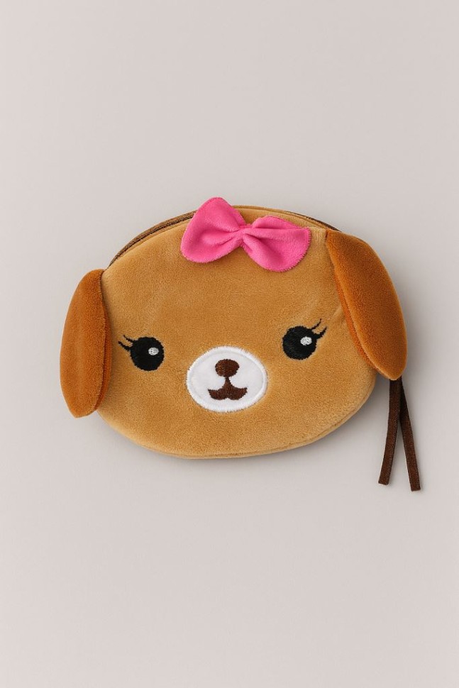 Кошелёк плюшевый Сute dog, brown 11х10см